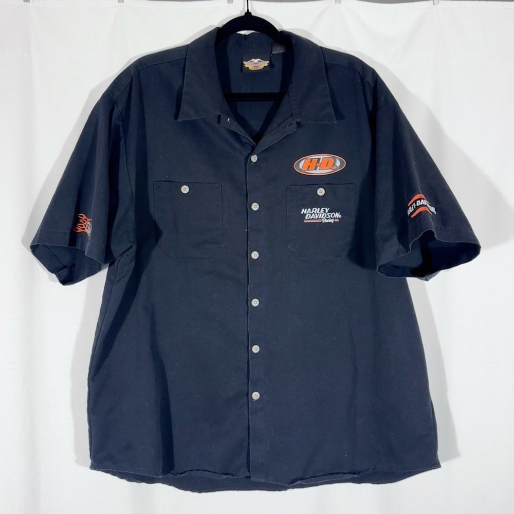 Vintage Harley-Davidson Black Short Sleeve Button Up